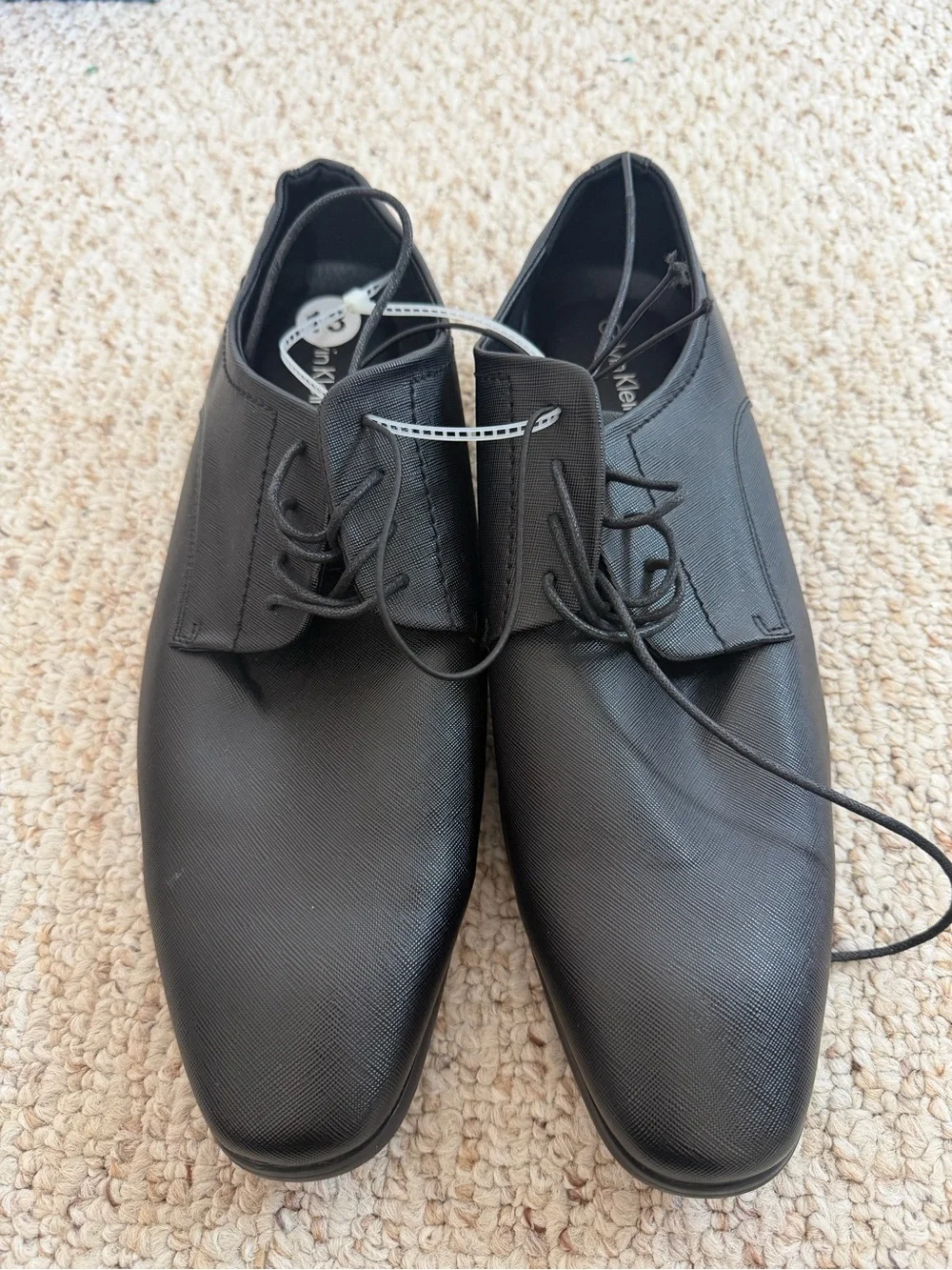 Calvin Klein Men's Black Leather Lace-Up Derby Shoes 13 new without tag